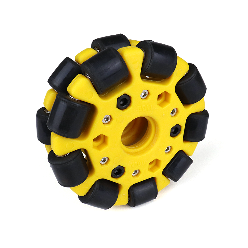 EasyMech Yellow 100mm Double Glass Fiber Omni Wheel (BEARING TYPE ROLLER) High Quality