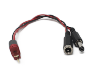 SafeConnect Nylon T-Connector Male Connector to DC Jack Male/Female Pair Connector Battery Adapter Cable