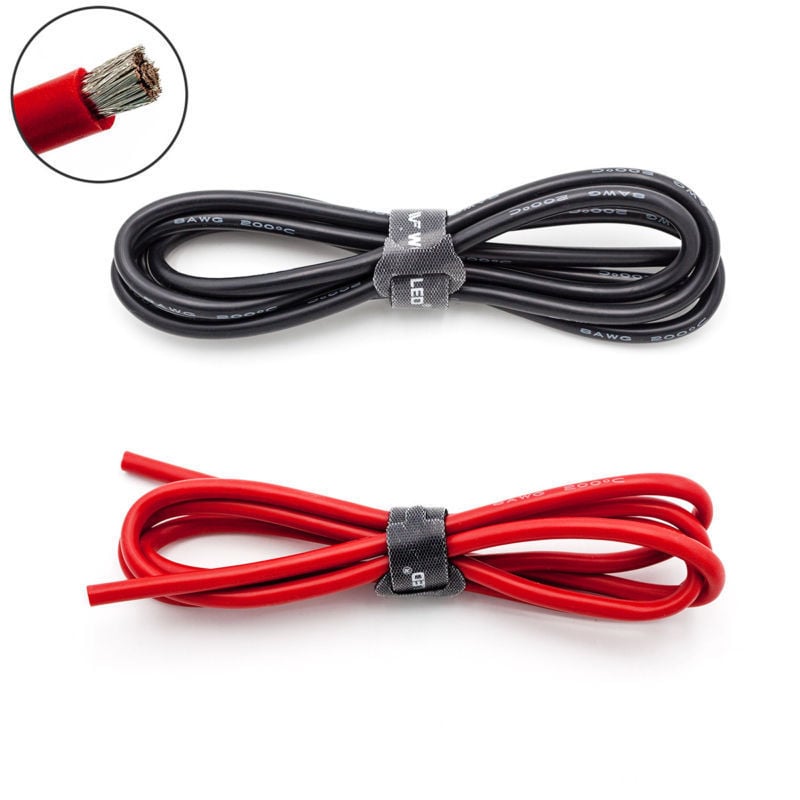 High Quality 8Awg Silicone Wire 0.5M (Red) + 0.5M (Black)