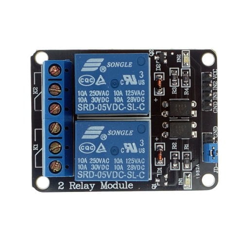 2 Channel isolated 5V 10A relay module Optocoupler for Arduino PIC ARM (Robu.in)