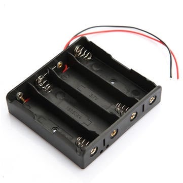 Black Plastic Storage Box Case Holder For Battery 4 x 18650 Cell Box, without cover (Robu.in)