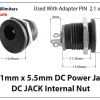 2.1x5.5mm DC power jack dc socket panel mount-5pcs.