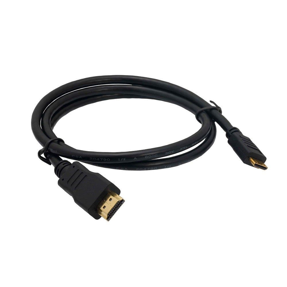 Mini HDMI To HDMI Cable 1 Meter Round High-Quality Copper-Clad Steel Black - ROBU.IN