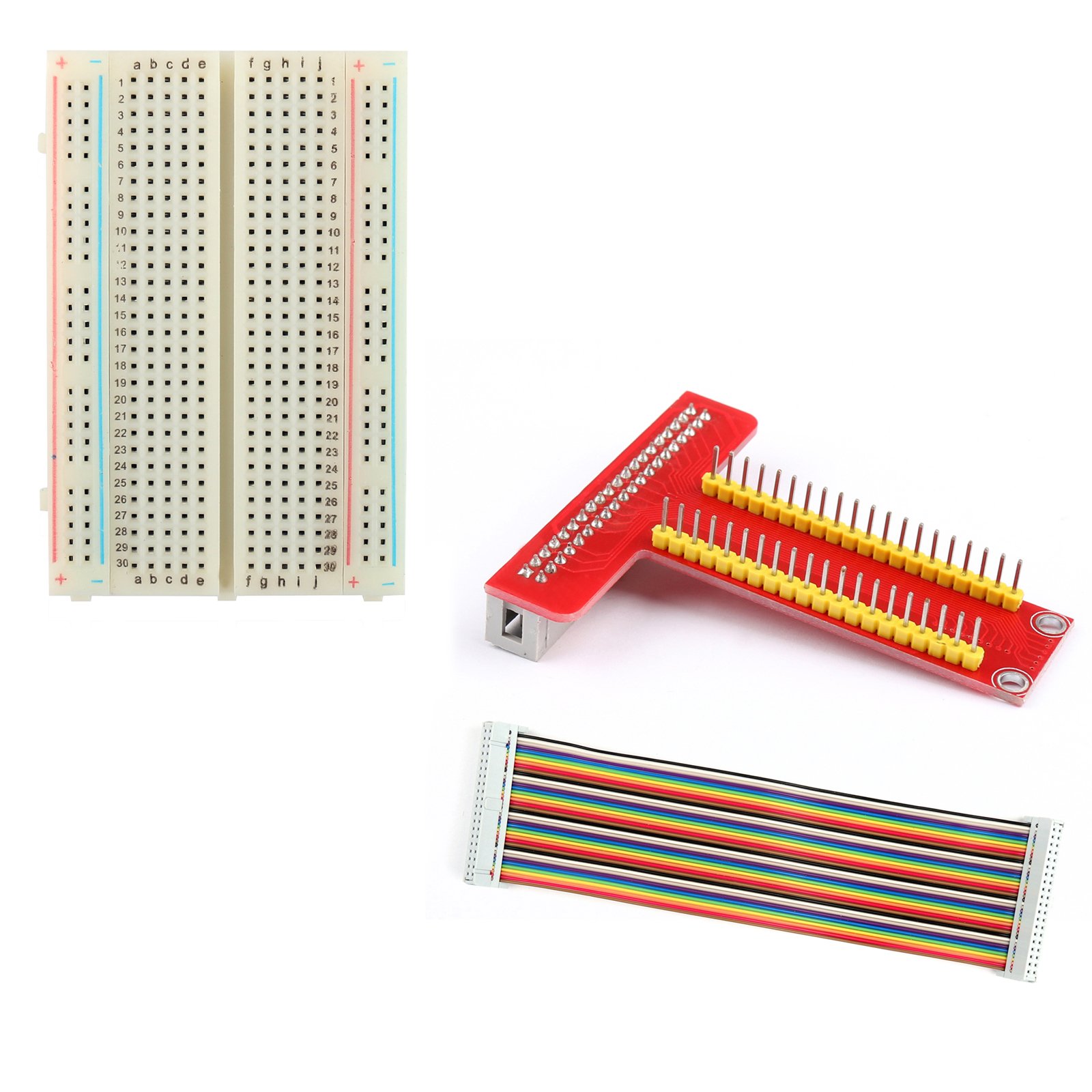 T Type Gpio Breakout Board With 40 Pin Cable And 400 Holes Breadboard For Raspberry Pi 3 2 Mode B