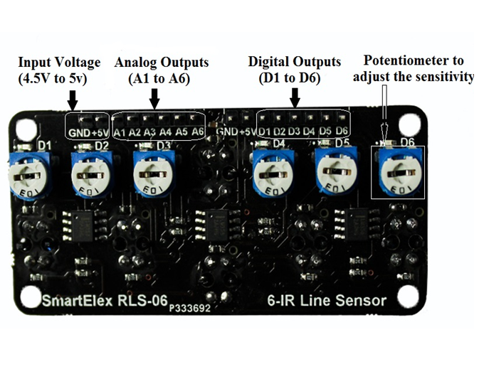 SmartElex RLS-06 Analog & Digital Line Sensor Array