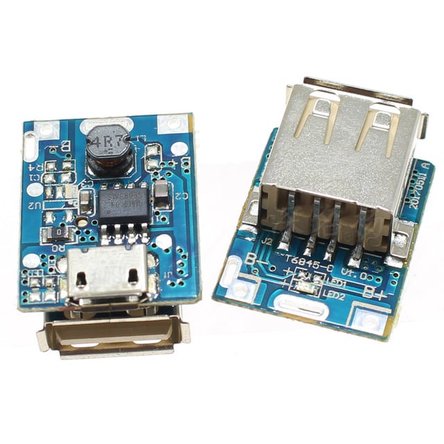 2pcs DC 5V Step Up Power Module Lithium Battery Charging Protection Board Boost Converter LED Display USB for DIY Charger 134N3P