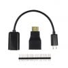 Raspberry Pi zero 3in1 Micro USB Cable+Pin Header+HDMI Adapter