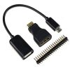 Raspberry Pi Zero 3In1 Micro Usb Cable+Pin Header+Hdmi Adapter