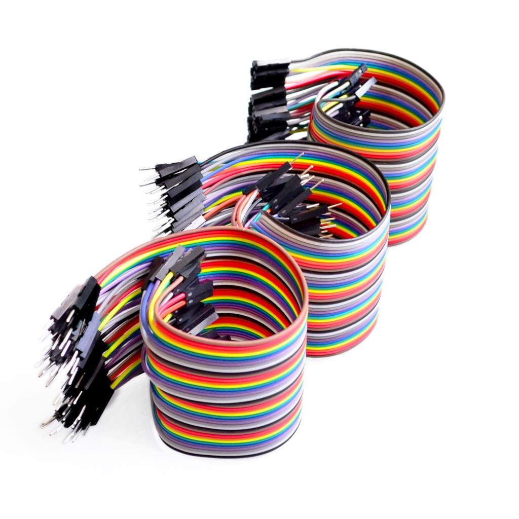 Câble de cavalier arc-en-ciel flexible multicolore plat VIPMOON 1M 1,17mm 40PIN Dupont Wire 
