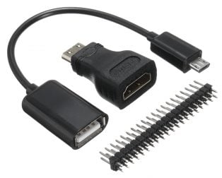 Raspberry Pi zero 3in1 Micro USB Cable+Pin Header+HDMI Adapter
