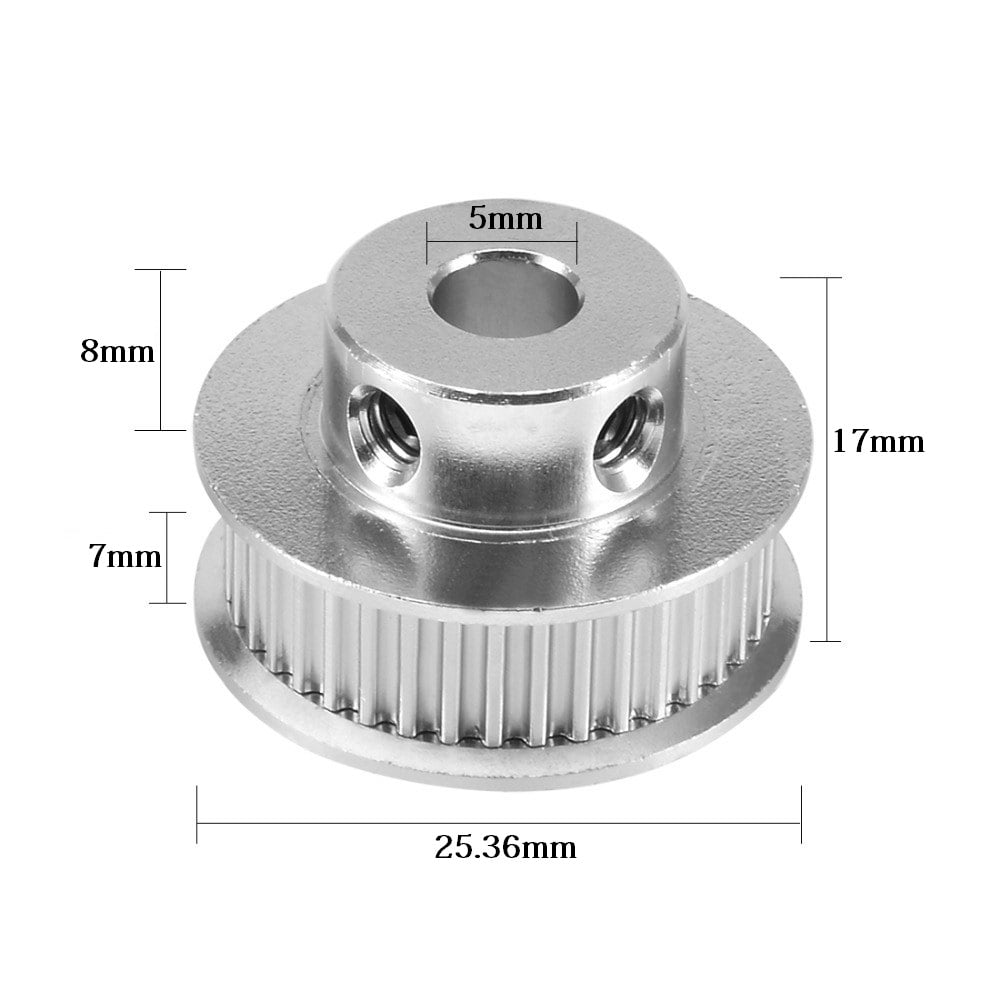 Aluminum GT2 Timing Pulley For 7mm Belt 38 Tooth 5mm Bore
