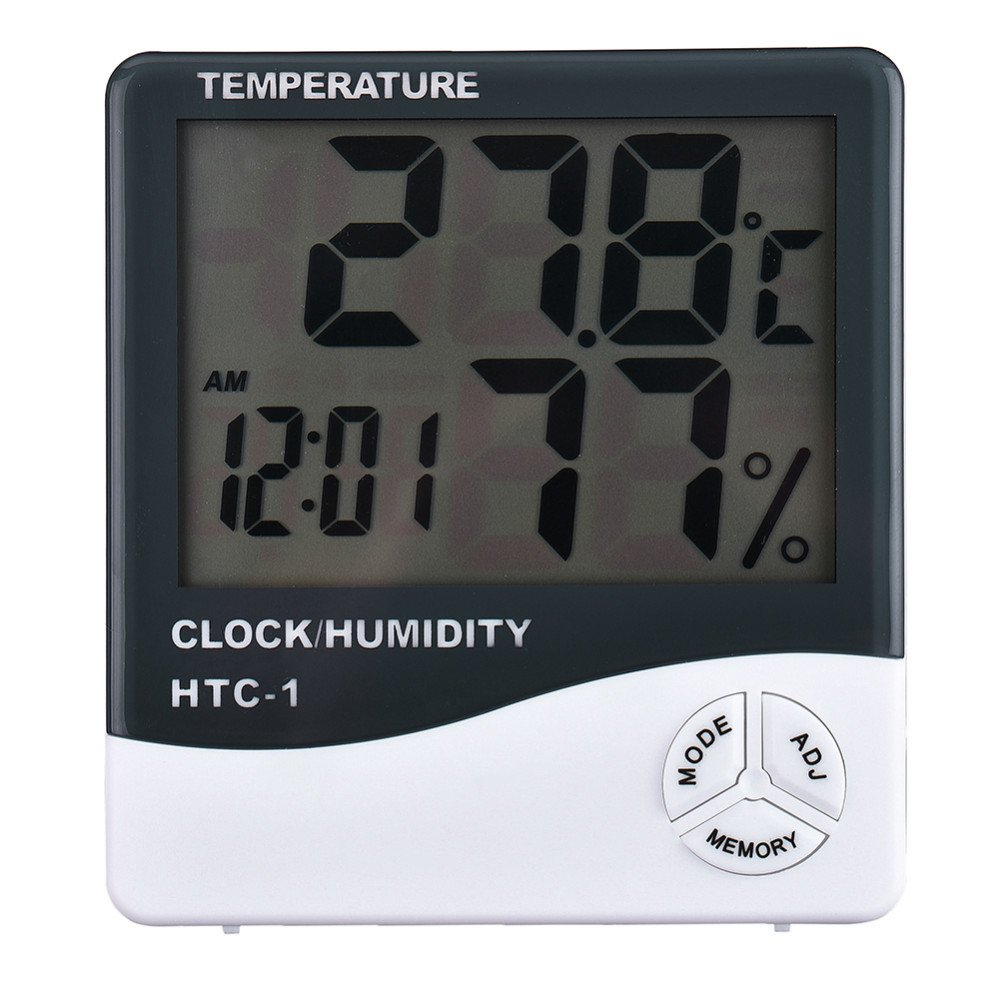Hct-1 High Precision Large Screen Electronic Indoor Temperature, Humidity Thermometer With Clock Alarm