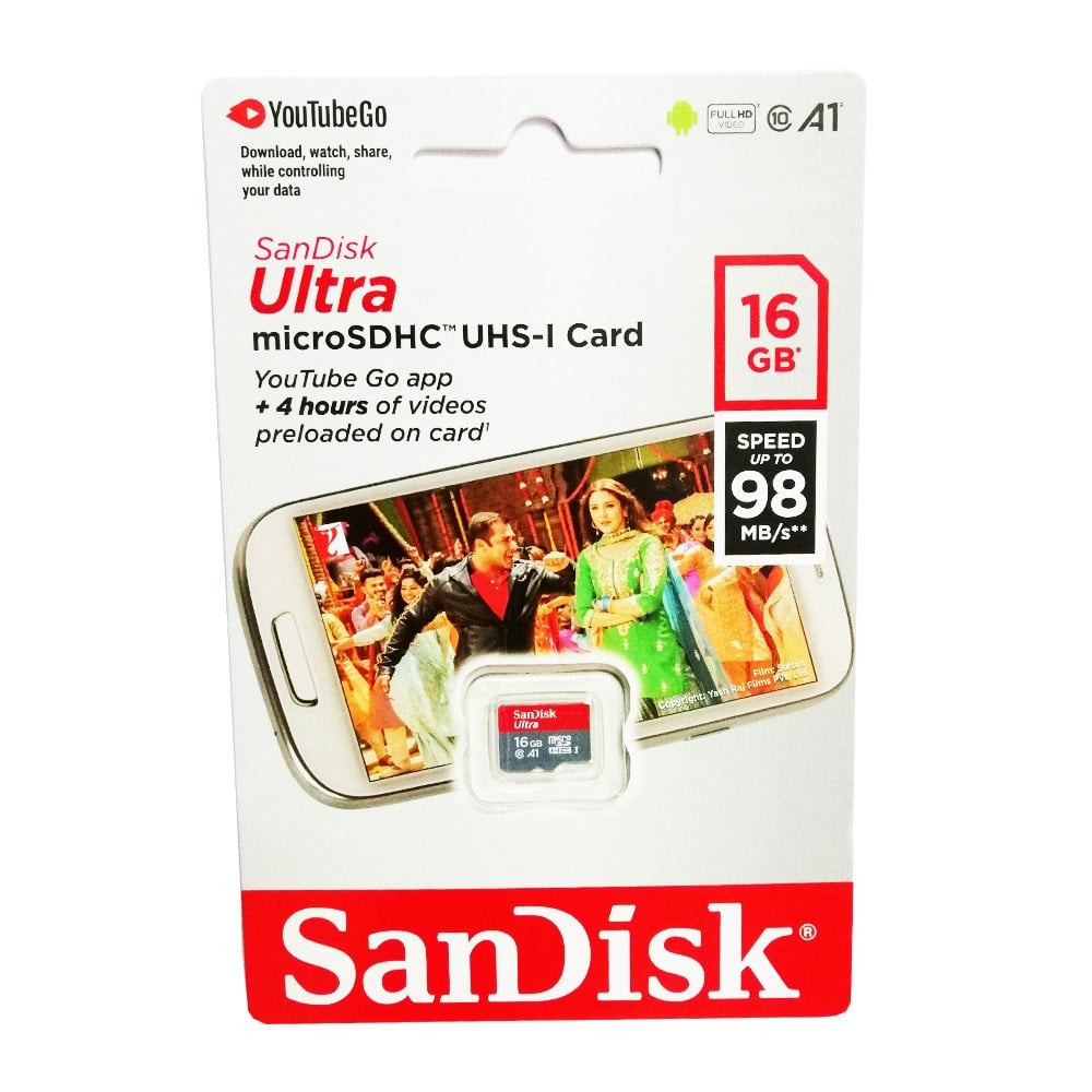 Sandisk Micro Sdsdhc 16Gb Class 10 Memory Card (Upto 98Mbs Speed)