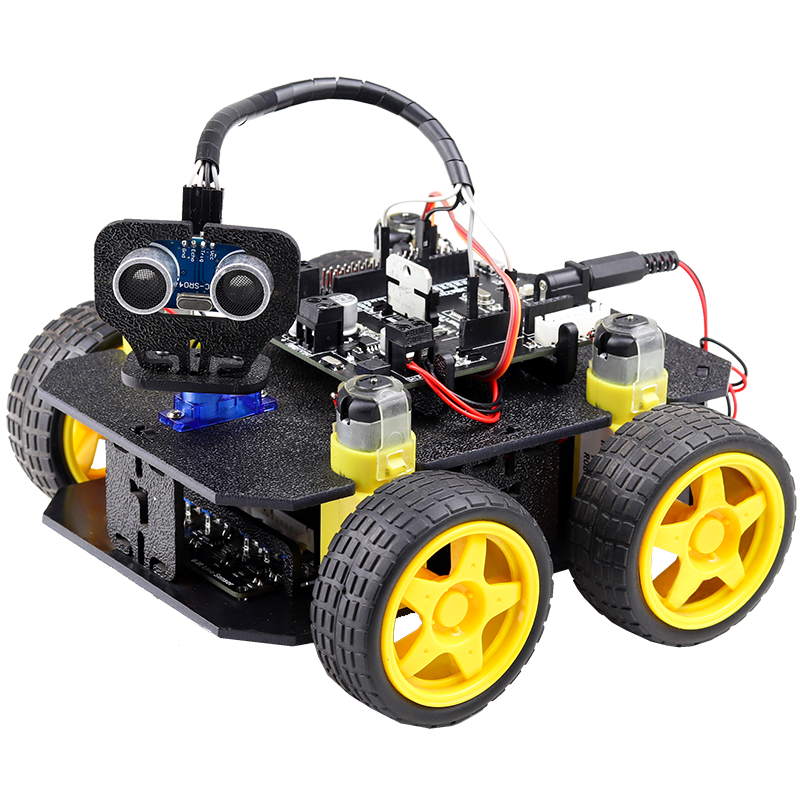 DIY Mini Battery Powered Metal Car Model Kit 12*8cm 4WD Smart Robot Car Tank 