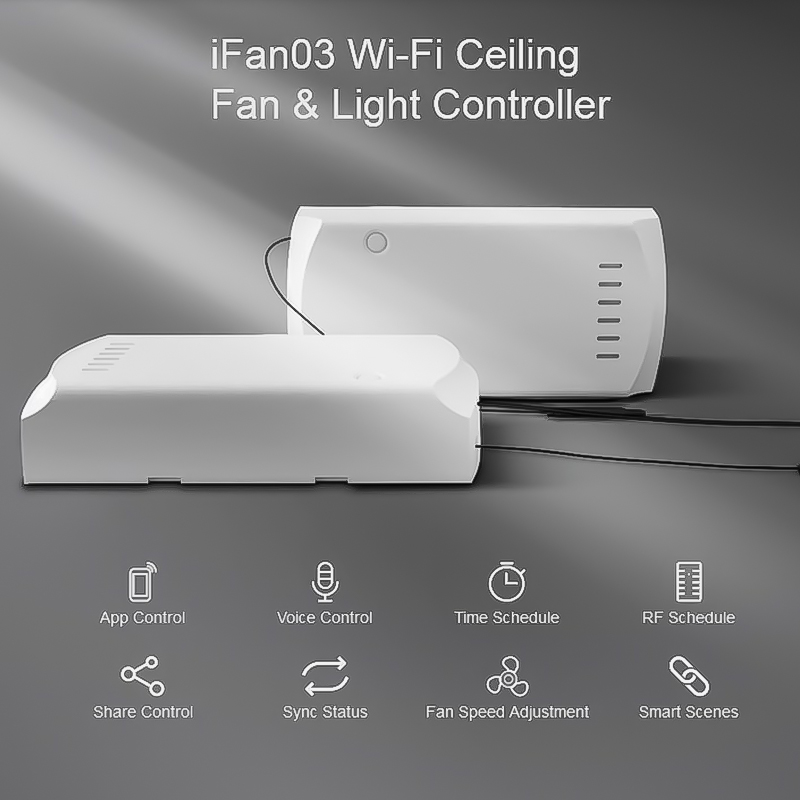 Sonoff IFan03 2.4G Remote Control Ceiling Fan Light Switch Speed Drive Support Tmall Wizard/Google Home/Alexa Voice Control.