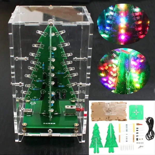 DC 5V Operated Colorful Christmas LED Tree DIY kit with Acrylic Case -  , Indian Online Store, RC Hobby