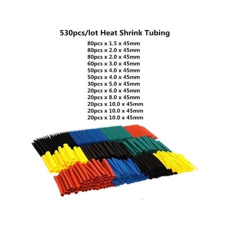 Heat Shrink Tubing (Hst) Insulation Assorted Kit 45Mm Length - 530Pcs