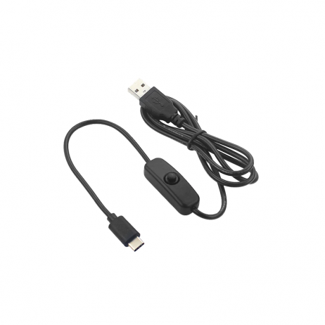5V 3A USB to Type C Cable With ONOFF Switch Power Control for Raspberry Pi 4B (1 Meters Black)
