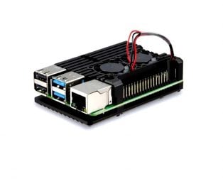 Aluminum Heat Sink Case with Double Fans for Raspberry Pi 4B - Black