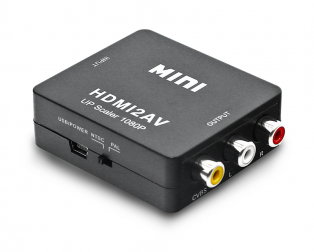 HDMI to AV Adapter HD Video Converter Box ScalerHDmi to RCA AV CVSB L R Video 1080P HDMI2AV Support NTSC PAL BLACK