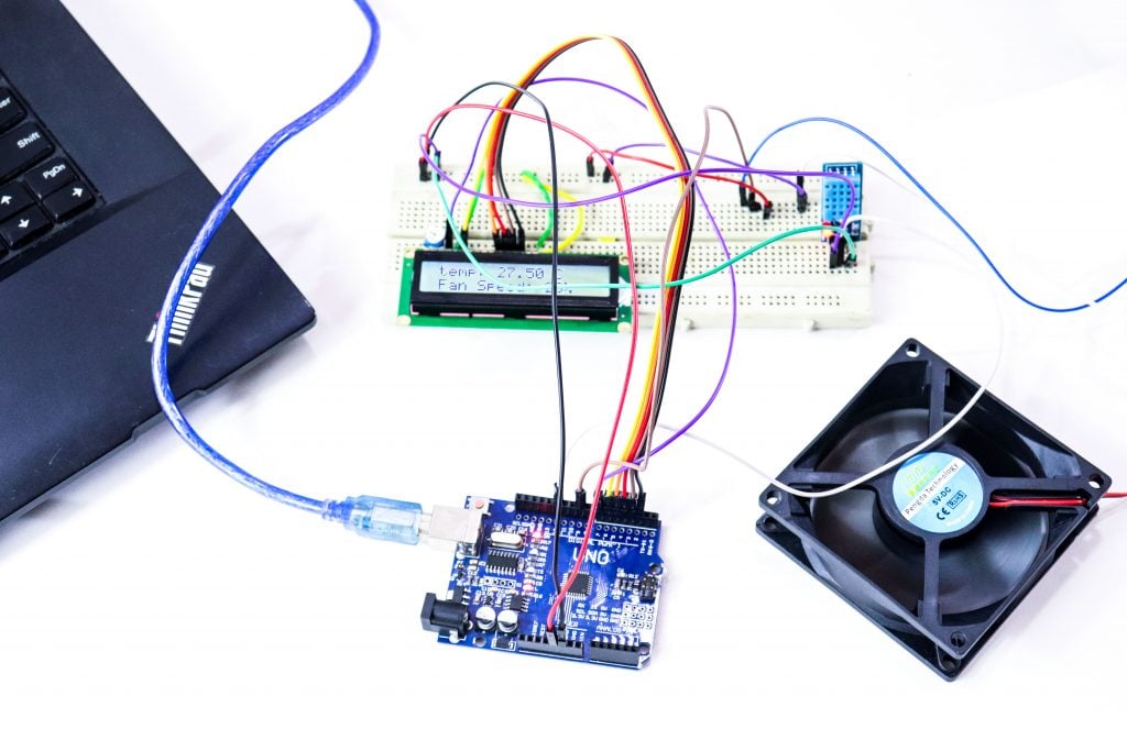 automatic temperature controlled fan using arduino for home
