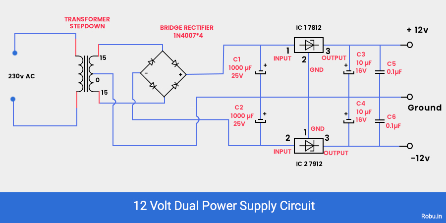 What is Dual Power Supply? - Circuit Construction and Working - Robu.in ...