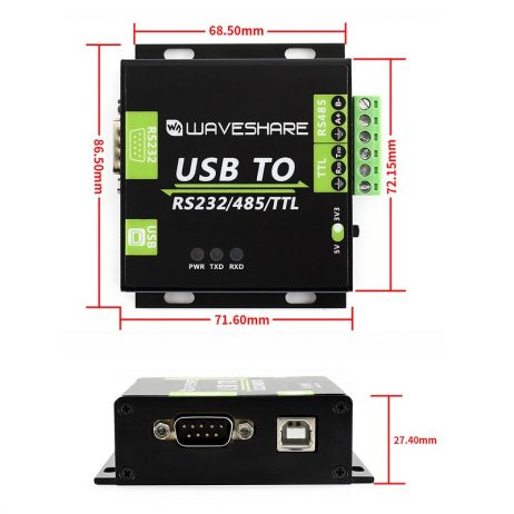 Waveshare USB TO RS232 RS485 TTL Industrial Isolated Converter