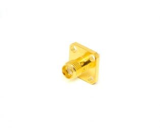 SMA Female Video Connector 4 Hole Square Flange Jack for Panel Mount