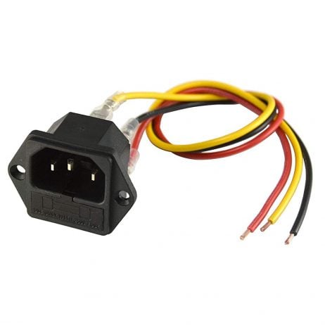 AC 250V 15A IEC320 C14 Male Power Cord Inlet Socket with Fuse Holder