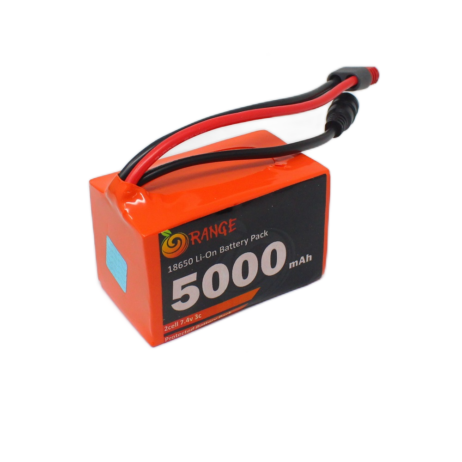 Orange Nmc 18650 7.4V 5000Mah 3C 2S2P Li-Ion Battery Pack