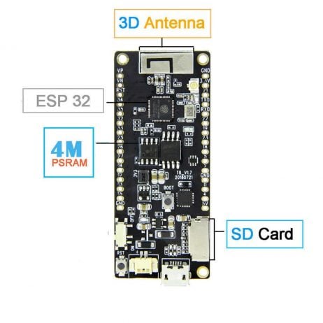 Ttgo T8 V1.7 Esp32-Wrover 8Mb Psram Tf Card 3D Antenna Wifi &Amp; Bluetooth Module Micro-Python