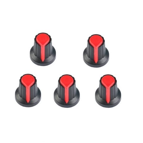 Potentiometer Knob Rotary Switch Cap Red Color- Pack Of 5 Pcs.