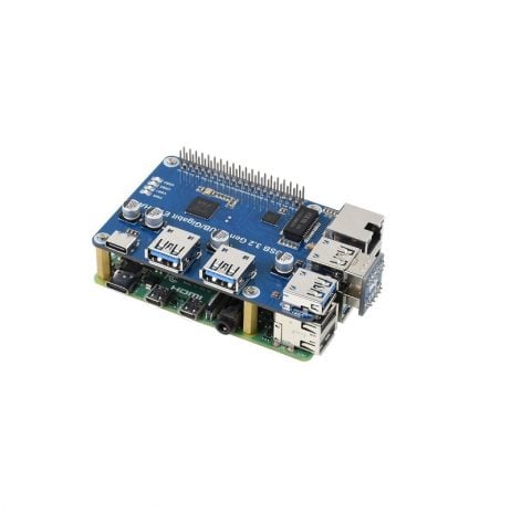 Waveshare Usb 3.2 Gen1 And Gigabit Ethernet Hub Hat For Raspberry Pi, 3X Usb, 1X Gigabit Eth, Driver-Free
