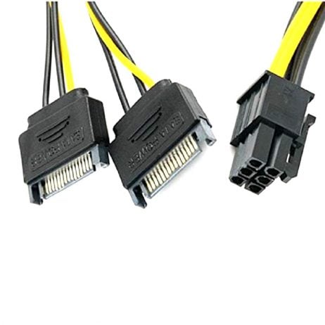 Generic Dual Sata 15Pin To 6Pin Graphics Card Power Cable 4