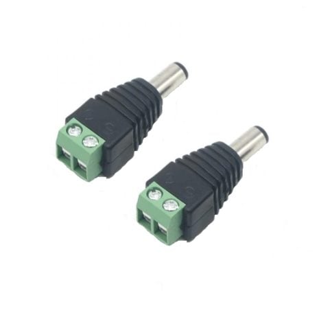 Male 2.1 X 5.5Mm For Dc Power Jack Adapter Connector Plug For Cctv Camera Pack Of 2