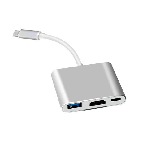 Usb 3.1 Type-C To Hdmi + Usb3.0 + Type C Adapter Converter (Silver)