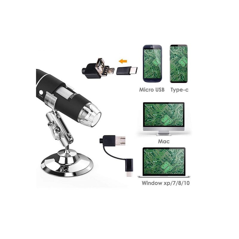 Digital Microscope 3 in 1 Type-C/Micro USB/USB Interface HD Digital Microscope Magnification 1000X Type-C Microscope 