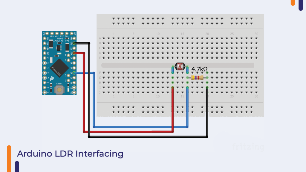 LDR Arduino Pro-mini Interfacing