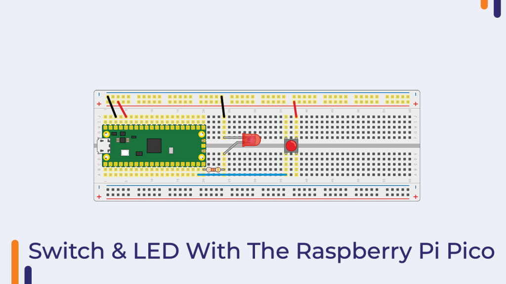 Interfacing Diagram For The Switch And The LED With The Raspberry PI Pico