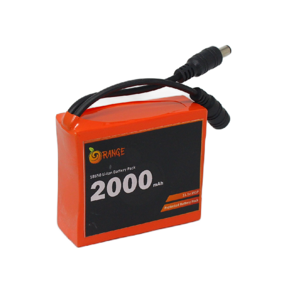 Orange Icr 18650 11.1V 2000Mah 3C 3S1P Li-Ion Battery Pack With Dc Jack Male &Amp; Female