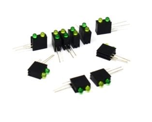 3MM Double Hole LED Light Holder with Light Yellow+Green (Pack of 10)