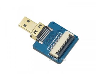 Waveshare Straight Micro HDMI-Male Plug to FFC 20PIN 0.5Pitch Female Adapter for DIY HDMI Cable