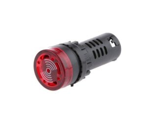 Red AC/DC12V 16mm AD16-16SM LED Signal Indicator Built-in Buzzer