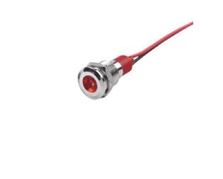 Red 10-24V 8mm LED Metal Indicator Light with 15CM Cable