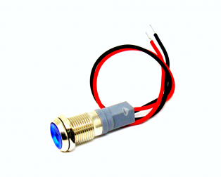 Blue 3-9V 10mm LED Metal Indicator Light with 14CM Cable