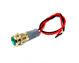 Green 10-24V 10mm LED Metal Indicator Light with 15CM Cable