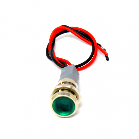 Green 10-24V 10Mm Led Metal Indicator Light With 15Cm Cable