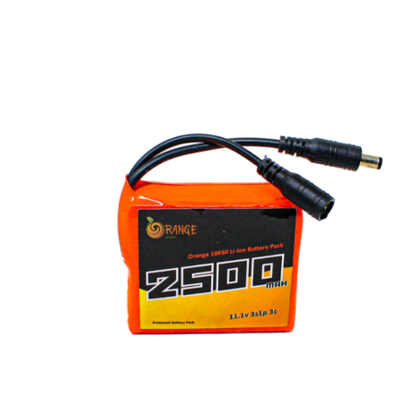 Orange Nmc 18650 11.1V 2500Mah 3C 3S1P Li-Ion Battery Pack With Dc Jack Male &Amp; Female
