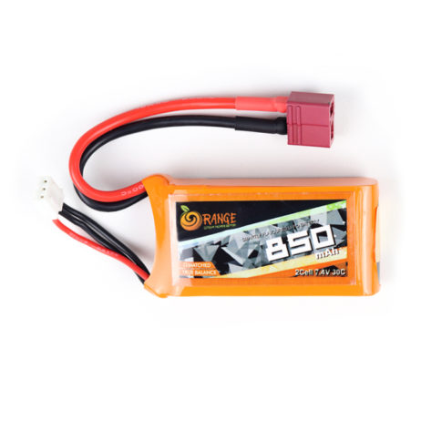 Orange 7.4V 850Mah 30C 2S Lithium Polymer Battery Pack