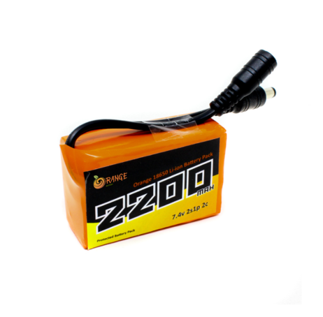 Orange Icr 18650 7.4V 2200Mah 2C 2S1P Li-Ion Battery Pack